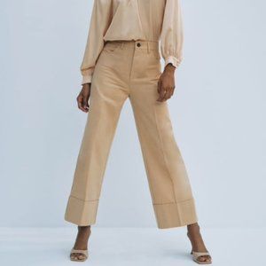 Zara Cuffed Straight Leg Pants Taupe Brown - Size S
